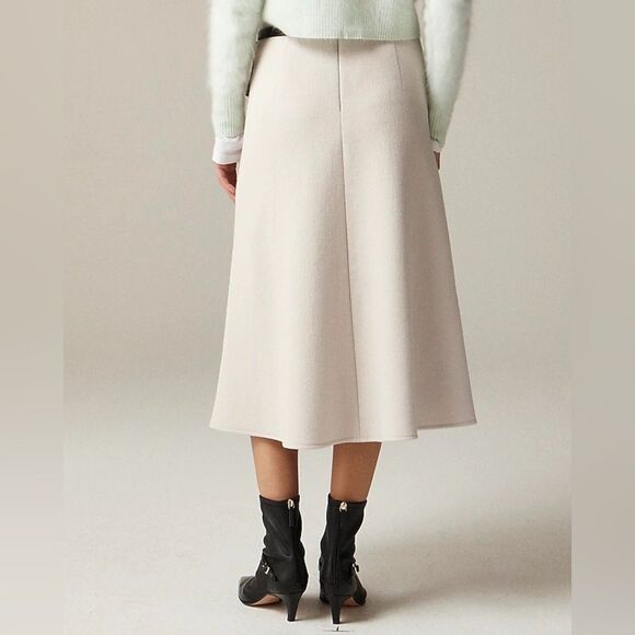 NWT J CREW A-line circle skirt in double-cloth wool blend in Bone - Picture 3 of 9